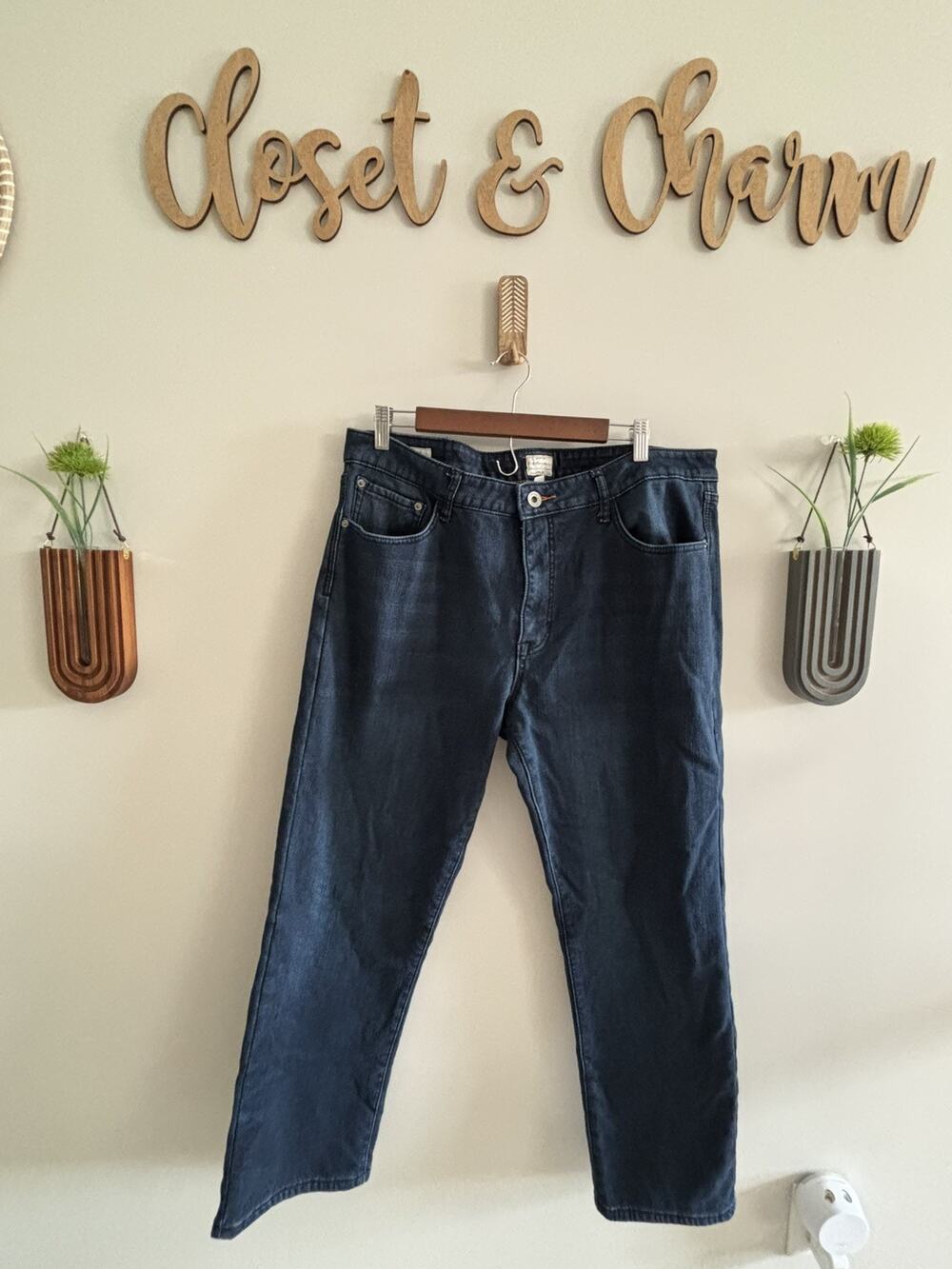Weatherproof Vintage Mens Fleece Lined Jeans 38x30 Dark Wash Blue Regular Fit
